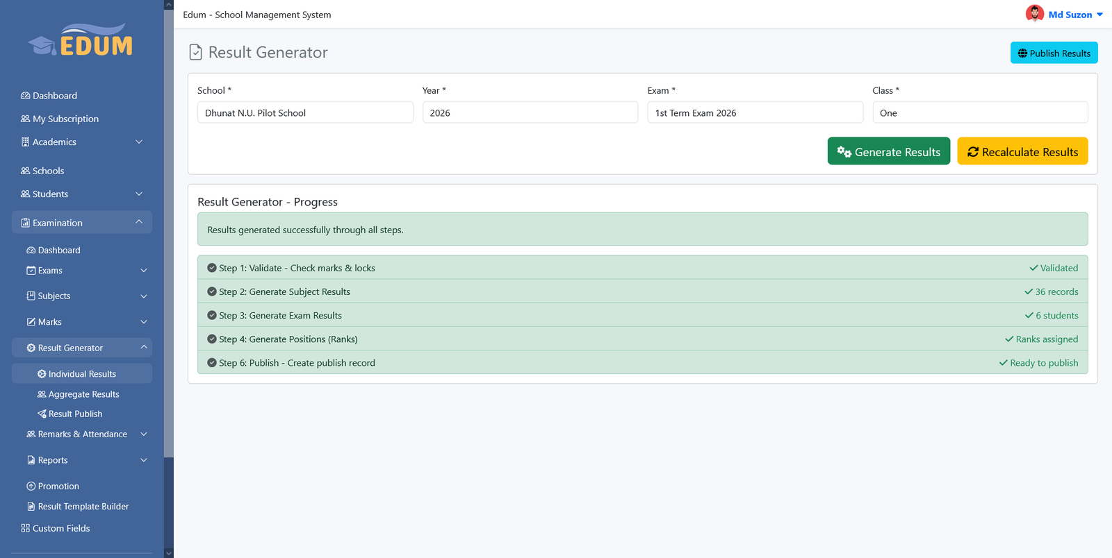 Edum Result Generator